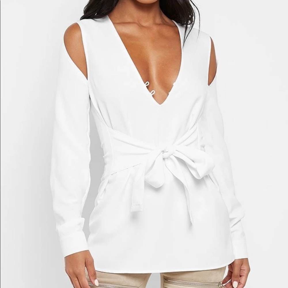 White long sleeve plunge shirt - MVD